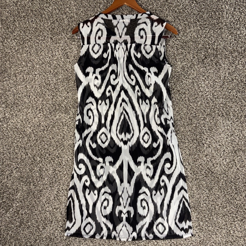 International Concepts Duster Dress Womens S Black White Semi Sheer Cover up EUC - Picture 6 of 8